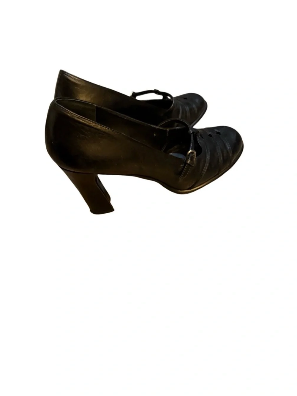 Gianni Bini Black Leather Cutout Mary Jane Pumps Size 9.5